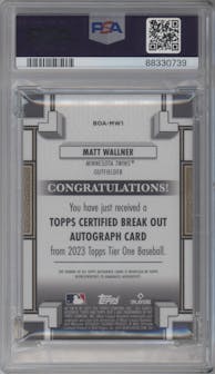 Matt Wallner from the 2023 Topps Tier One set graded by PSA and given an overall grade of 10.