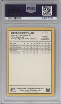 Ken Griffey Jr.  from the 1990 Donruss Best of the American League set graded by PSA and given an overall grade of 10.