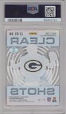 Brett Favre from the 2021 Panini Illusions set featuring a Light Blue parallel graded by PSA and given an overall grade of 9.