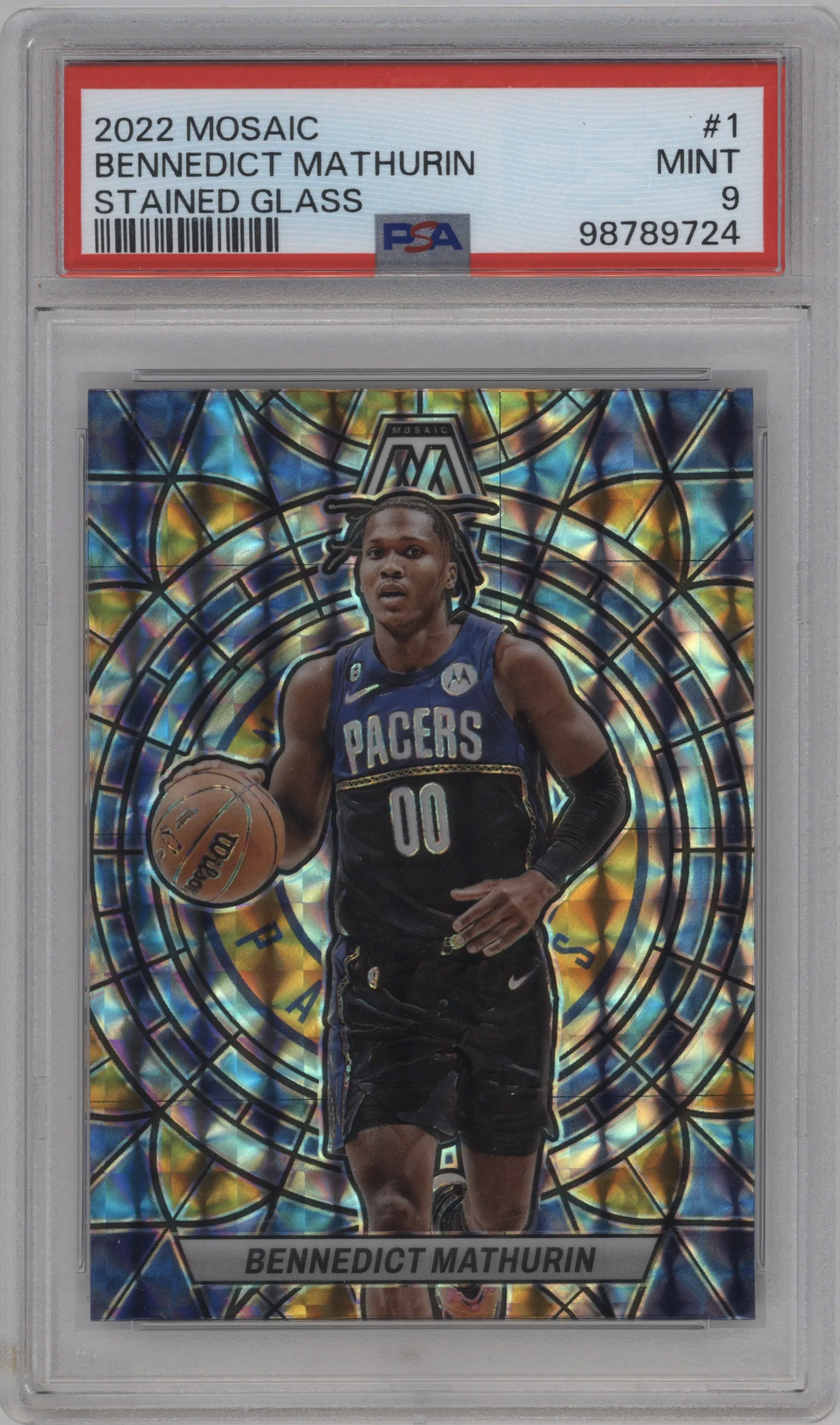 2022 Panini Mosaic Stained Glass Bennedict Mathurin PSA 9