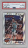 Ja Morant from the 2019-20 Panini Hoops Premium Stock set featuring a Flash parallel graded by PSA and given an overall grade of 10.