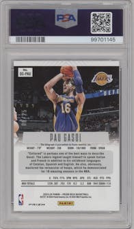 Pau Gasol from the 2023-24 Panini Prizm Deca set featuring a Mojo parallel graded by PSA and given an overall grade of 10.