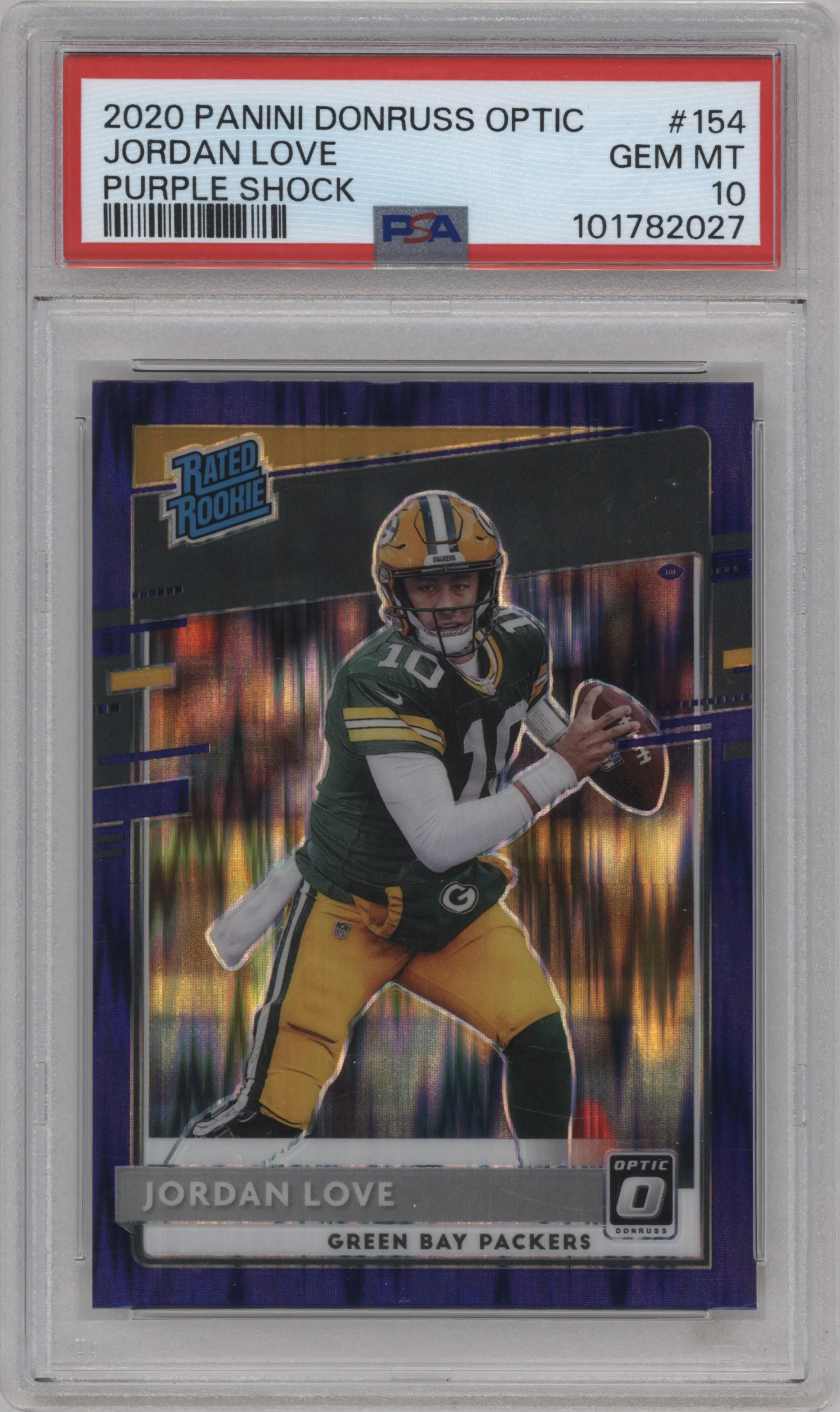 2020 Panini Donruss Optic Rated Rookie Jordan Love Purple Shock #154 PSA 10