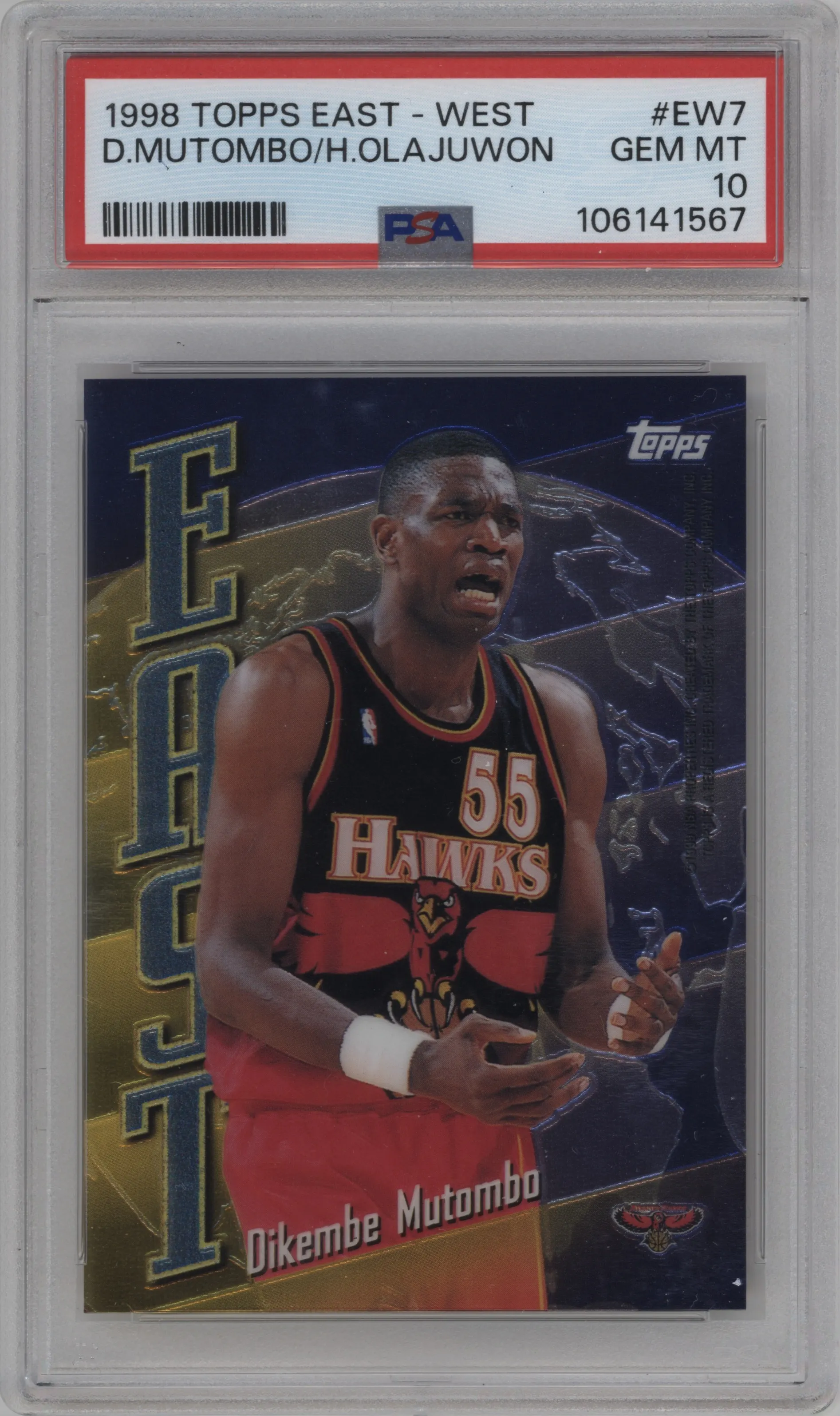 1998 Topps East/West Dikembe Mutombo/Hakeem Olajuwon PSA 10