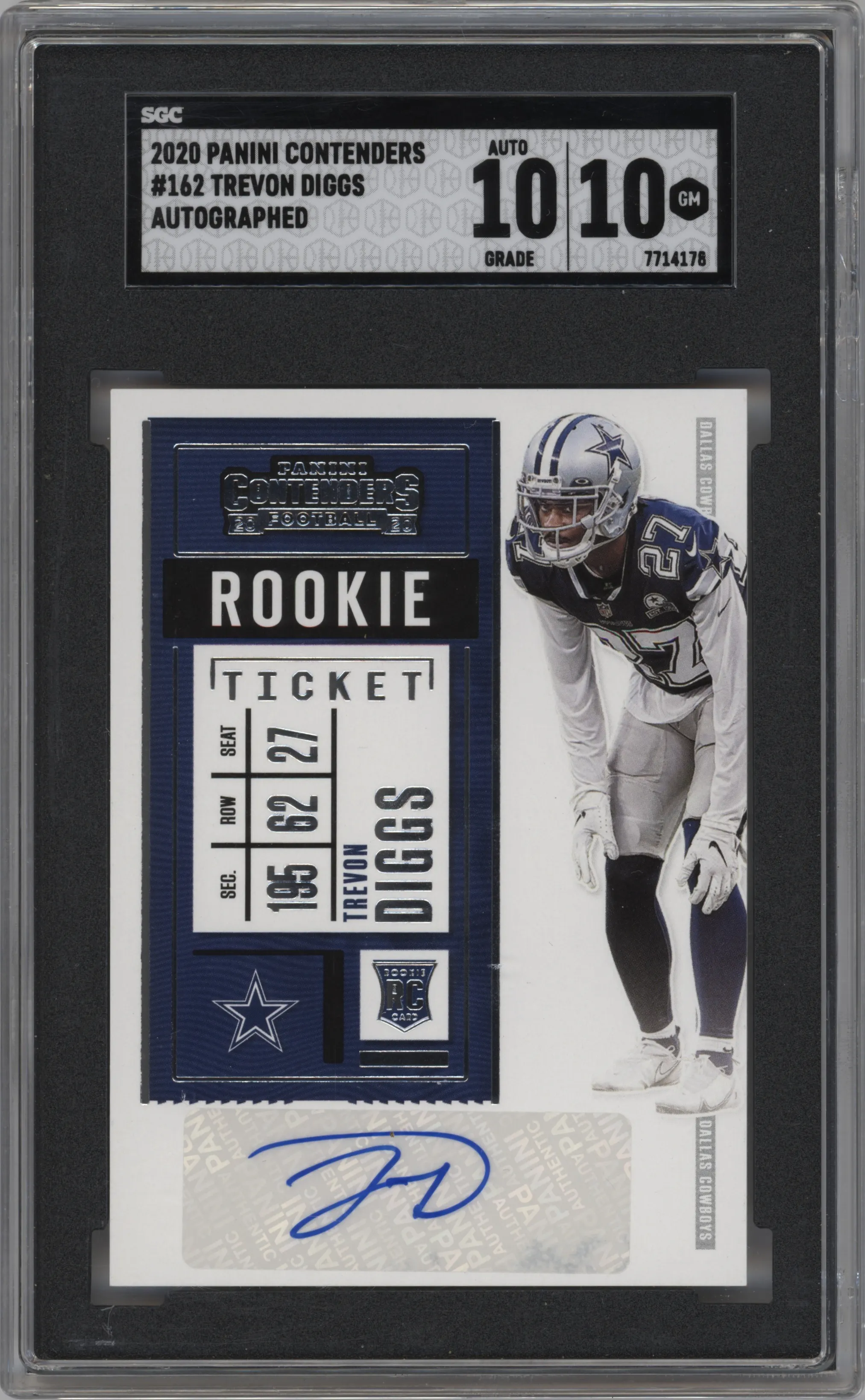 2020 Panini Contenders Rke.Tkt.Auto Trevon Diggs #162 SGC 10
