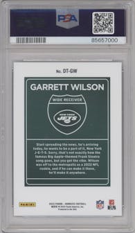 Garrett Wilson from the 2022 Panini Donruss set graded by PSA and given an overall grade of 9.