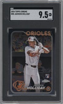 Jackson Holliday from the 2024 Topps Chrome set graded by SGC and given an overall grade of 9.5.