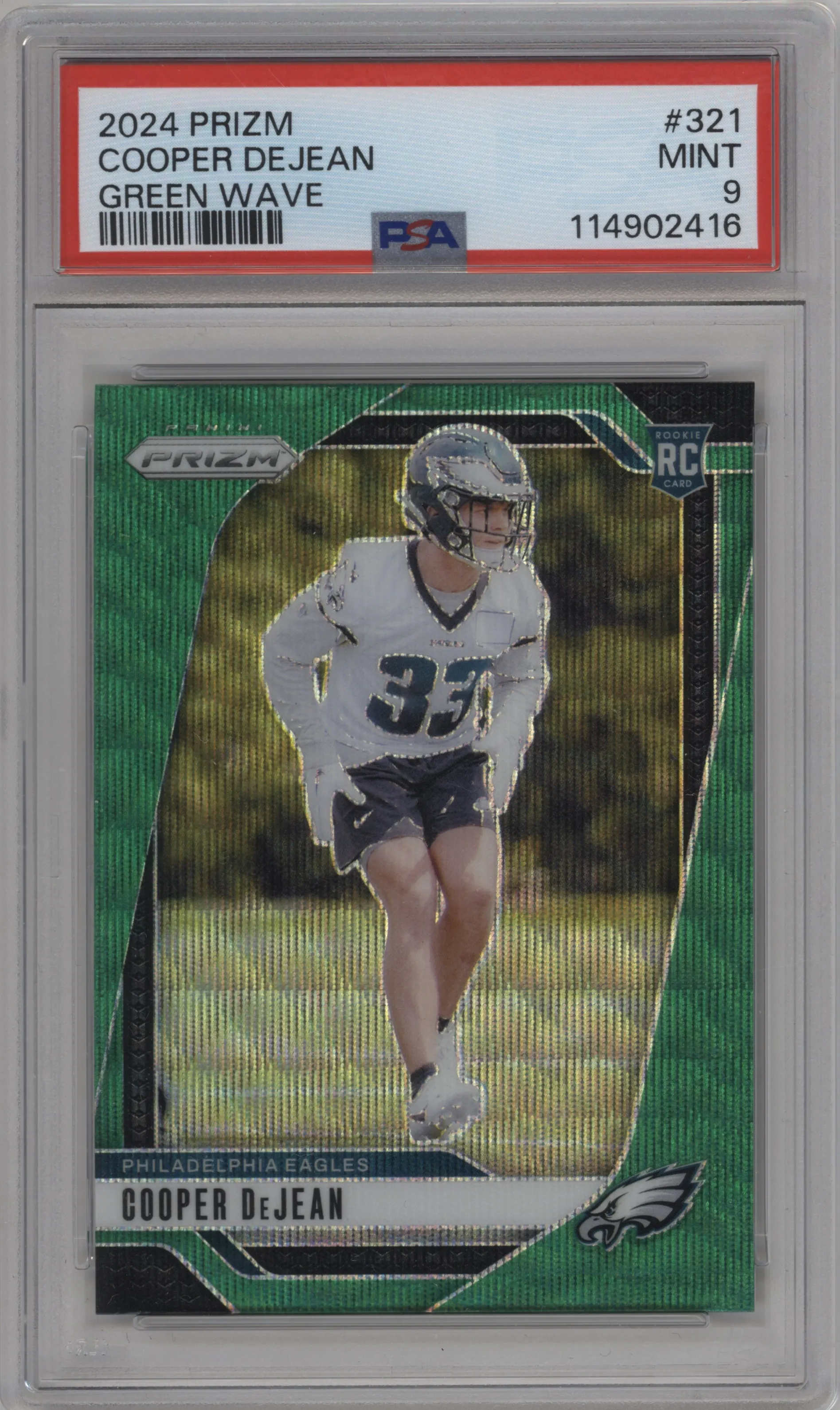 2024 Panini Prizm Cooper DeJean Green Wave #321 PSA 9