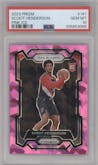Scoot Henderson from the 2023-24 Panini Prizm set featuring a Pink Ice parallel graded by PSA and given an overall grade of 10.