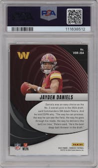 Jayden Daniels from the 2024 Donruss set graded by PSA and given an overall grade of 9.