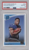 Saquon Barkley from the 2018 Panini Donruss set graded by PSA and given an overall grade of 10.