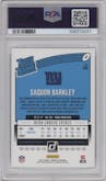 Saquon Barkley from the 2018 Panini Donruss set graded by PSA and given an overall grade of 10.