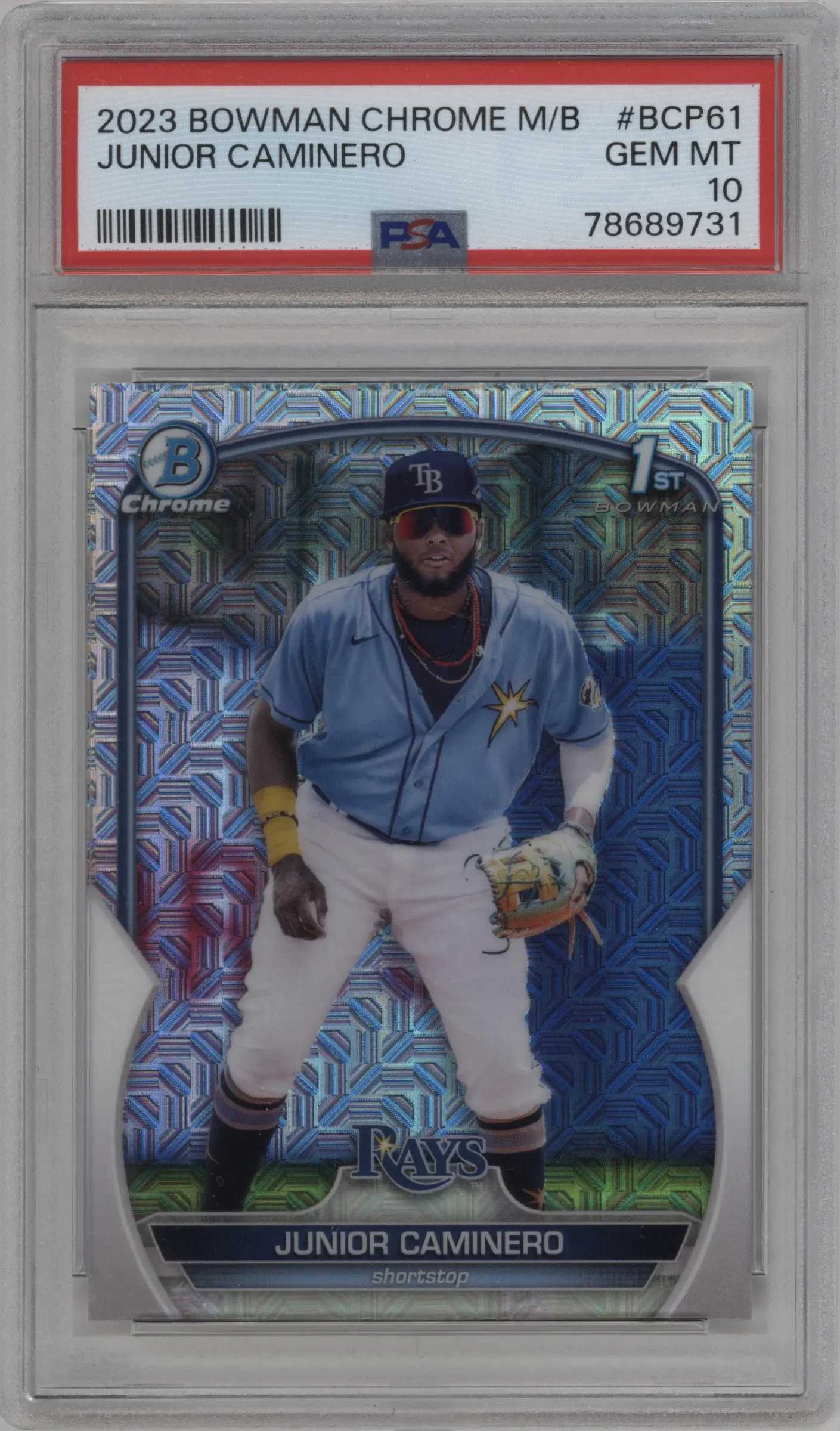 2023 Bowman Mega Box Chrome Junior Caminero PSA 10