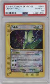 Celebi from the 2003 Pokemon E-CARD set graded by PSA and given an overall grade of 10.