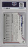 Aaron Judge from the 2020 Topps Chrome set featuring a Prism Refractor parallel graded by PSA and given an overall grade of 10.