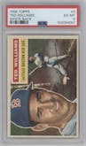 Ted Williams from the 1956 Topps set featuring a White Back parallel graded by PSA and given an overall grade of 6.