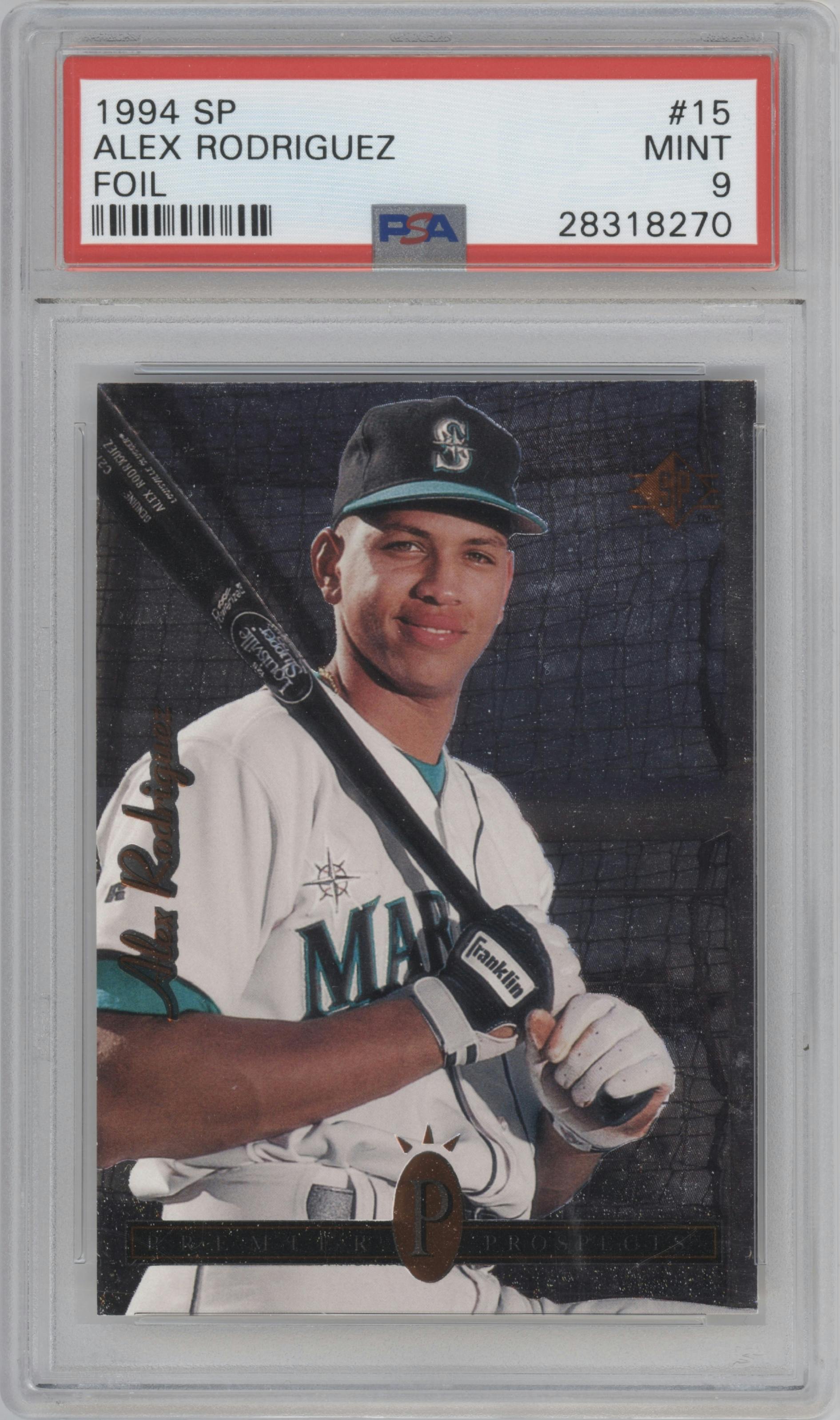 Alex Rodriguez from the 1994 SP set graded by PSA and given an overall grade of 9.