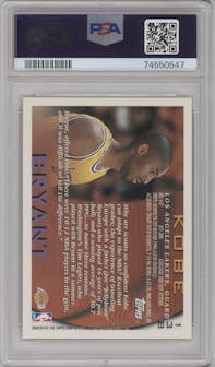 Kobe Bryant  from the 1996-97 Topps set graded by PSA and given an overall grade of 10.