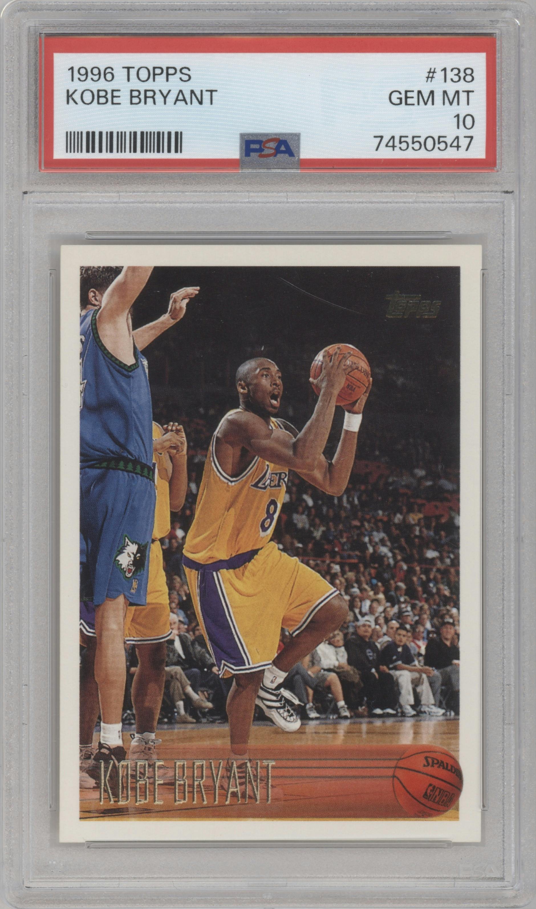 Kobe Bryant  from the 1996-97 Topps set graded by PSA and given an overall grade of 10.