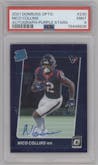 Nico Collins from the 2021 Panini Donruss Optic set featuring a Purple Stars parallel graded by PSA and given an overall grade of 9.