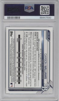 Carson Williams from the 2021 Bowman Draft set graded by PSA and given an overall grade of 10.