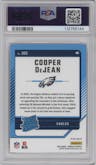 Cooper DeJean from the 2024 Donruss set featuring a Red Wave parallel graded by PSA and given an overall grade of 10.