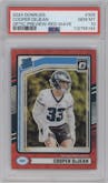 Cooper DeJean from the 2024 Donruss set featuring a Red Wave parallel graded by PSA and given an overall grade of 10.