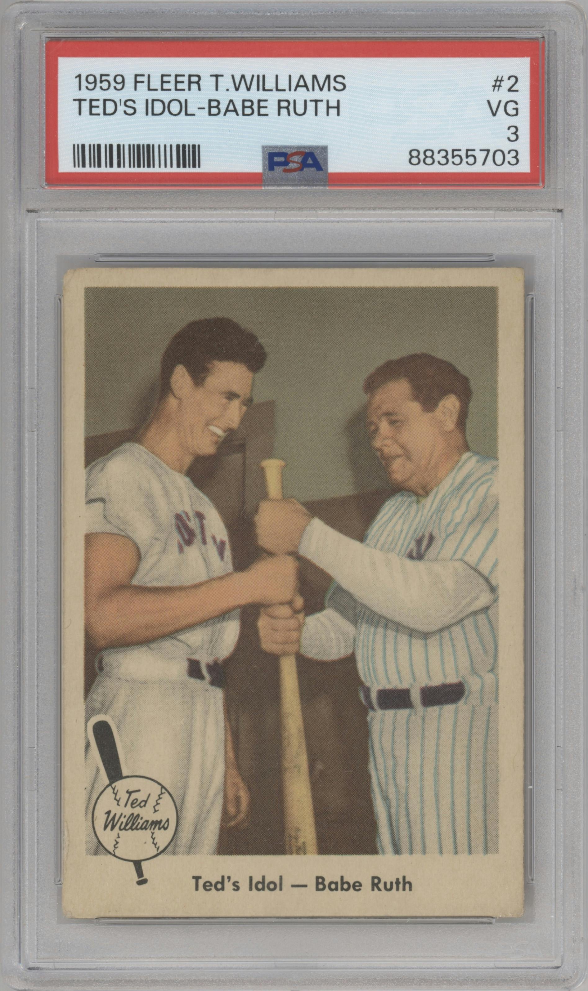 Ted's Idol Babe Ruth from the 1959 Fleer Ted Williams set graded by PSA and given an overall grade of 3.