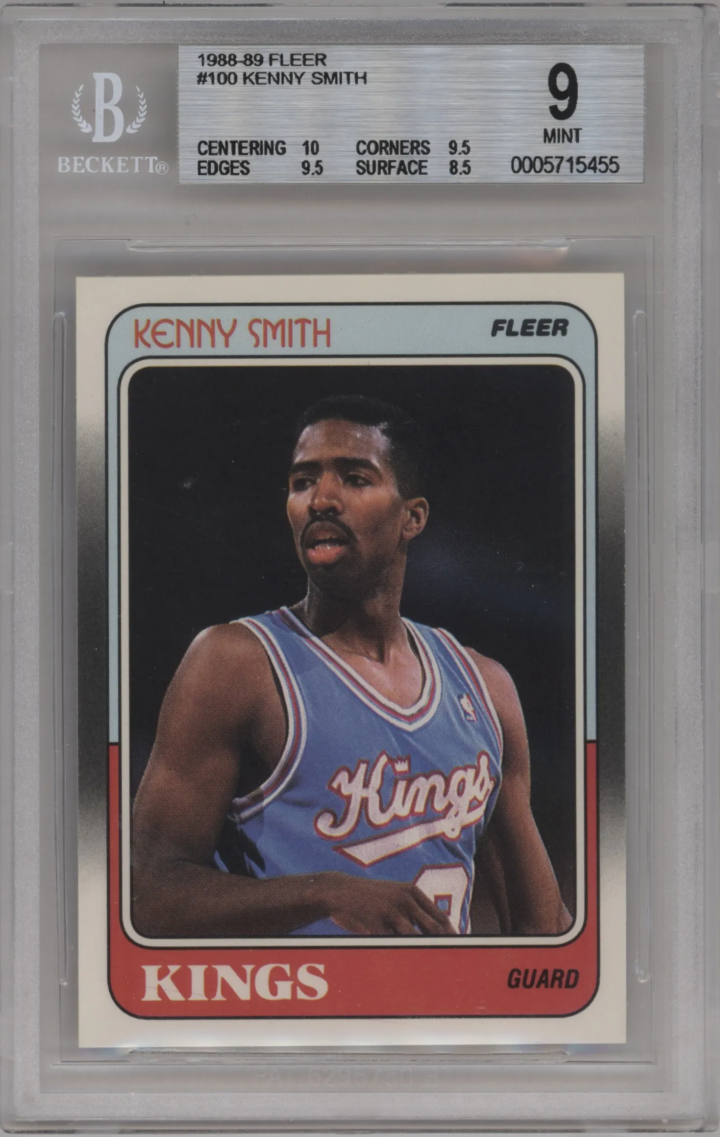 1988 Fleer Kenny Smith #100 BGS 9