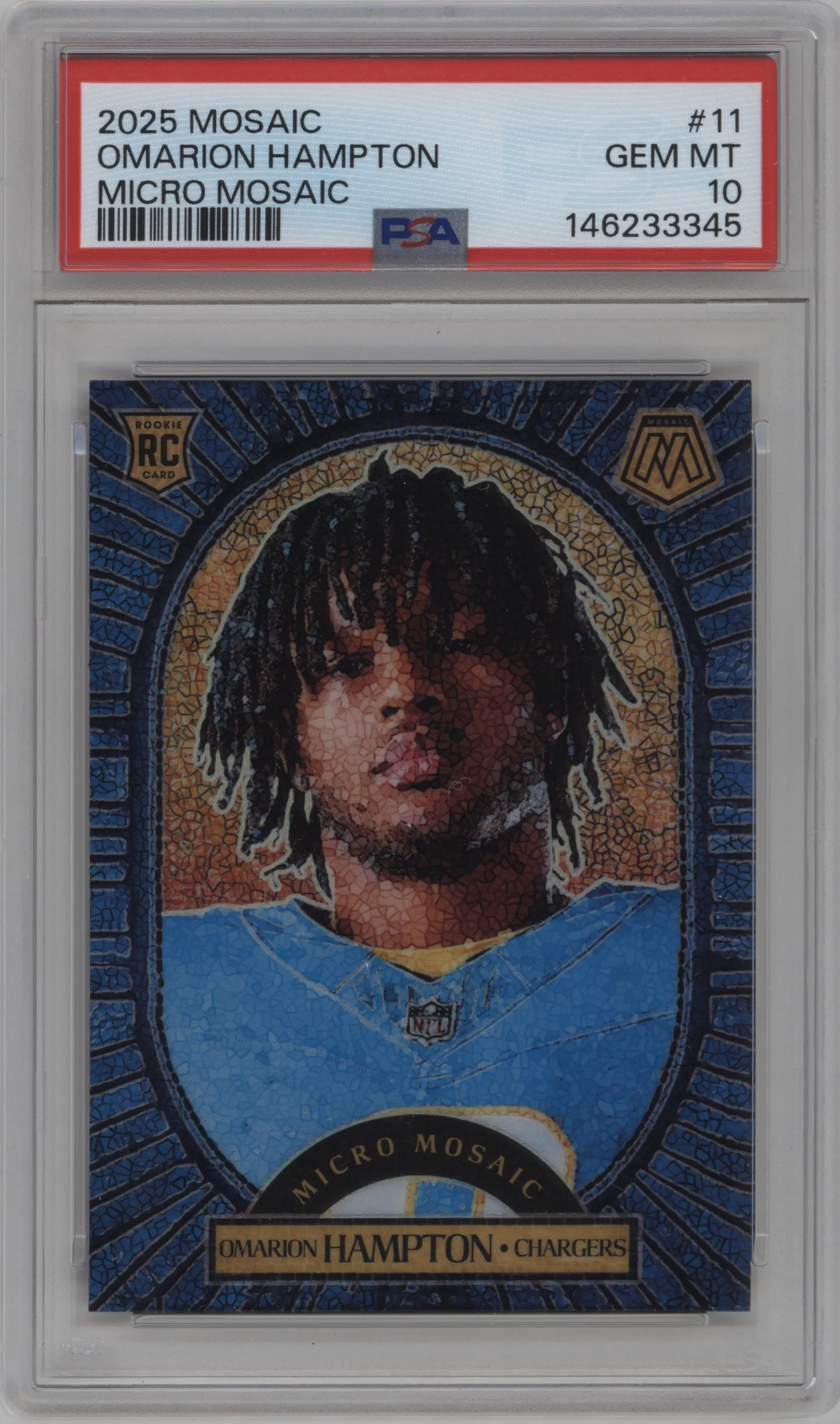 2025 Panini Mosaic Micro Mosaic Omarion Hampton PSA 10