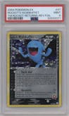 Rocket's Wobbuffet from the 2004 Pokemon EX set graded by PSA and given an overall grade of 9.