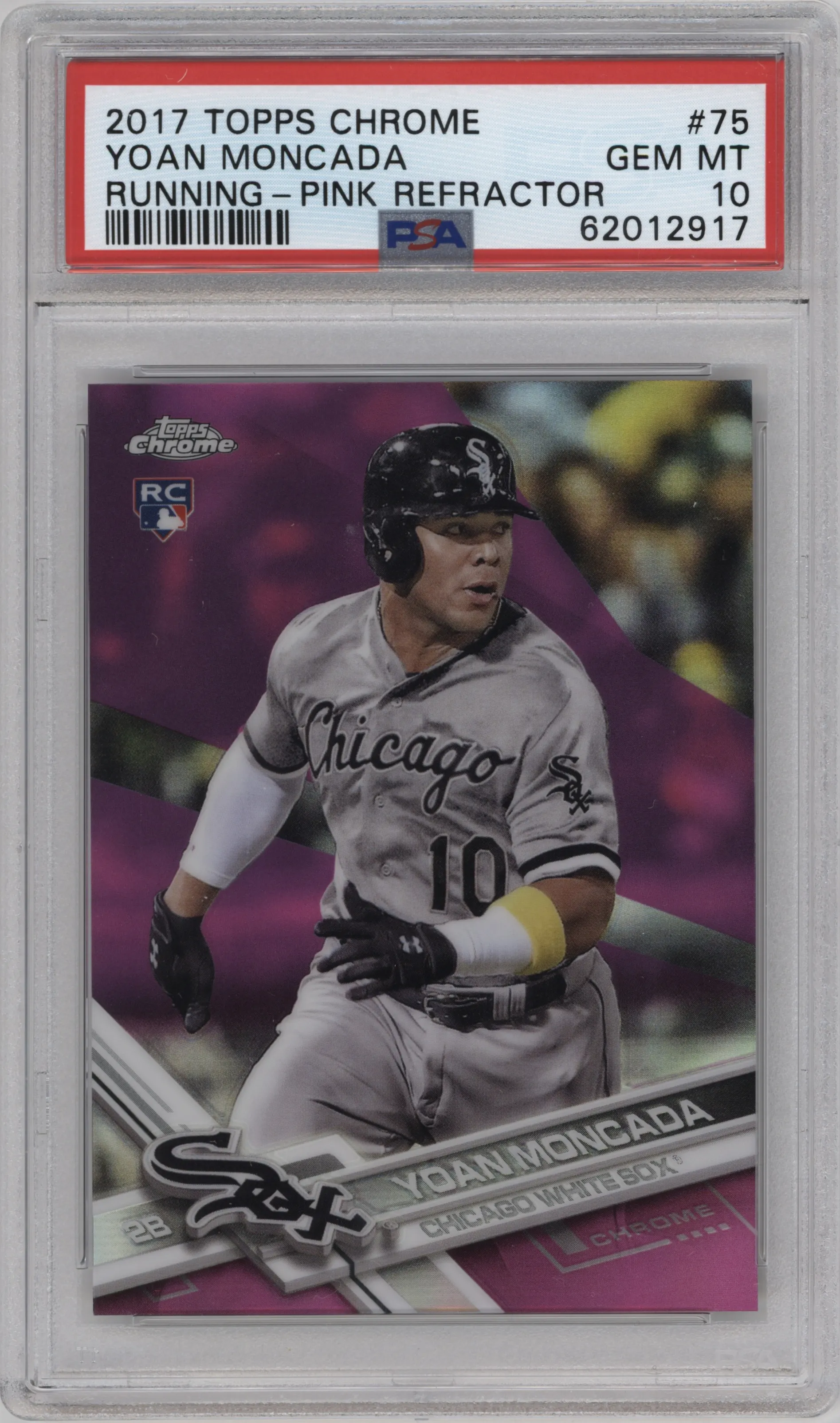 2017 Topps Chrome Yoan Moncada Pink Refractor #75 PSA 10