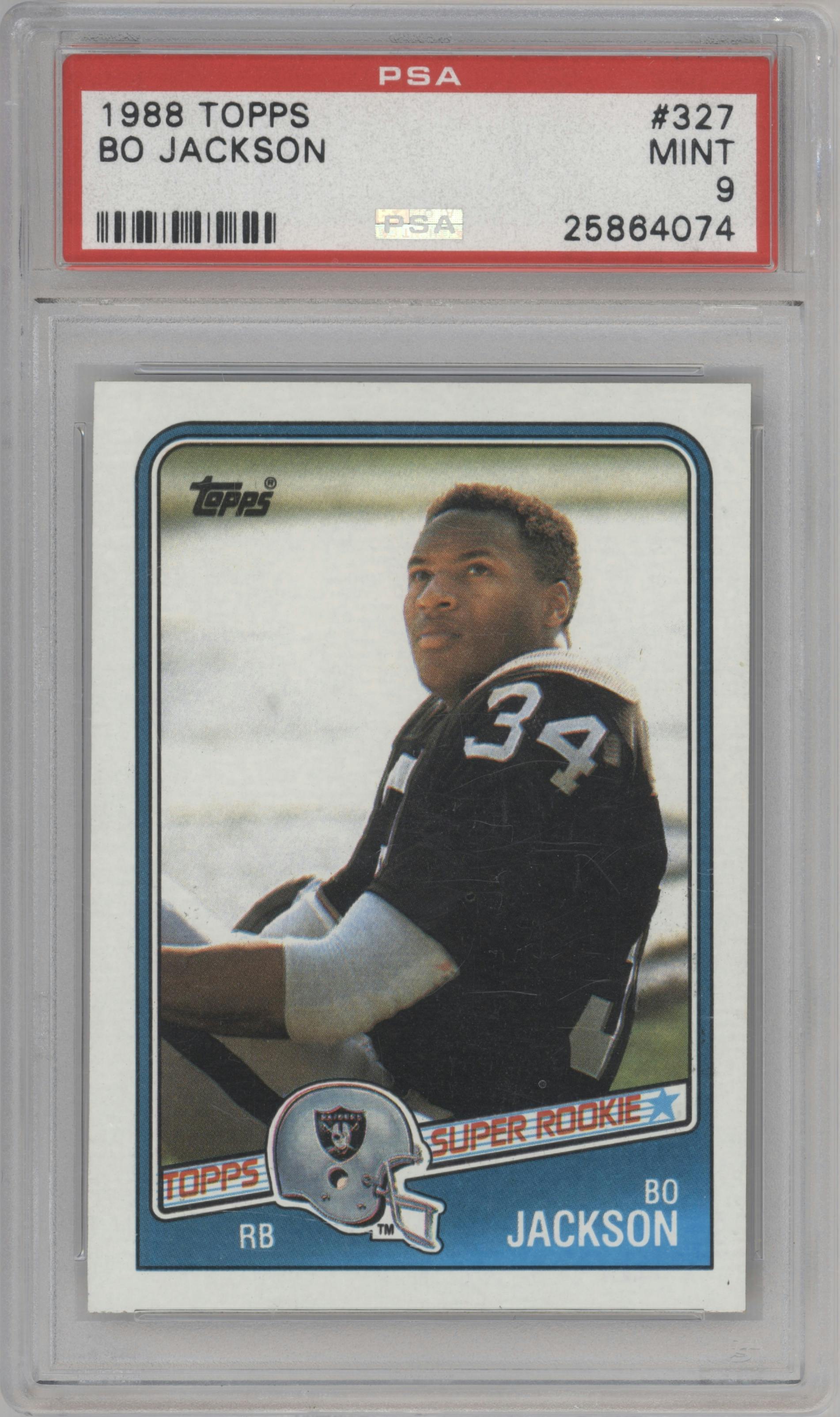 Bo Jackson from the 1988 Topps set graded by PSA and given an overall grade of 9.