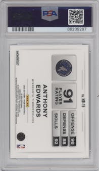Anthony Edwards from the 2023-24 Panini Prizm Monopoly set graded by PSA and given an overall grade of 10.