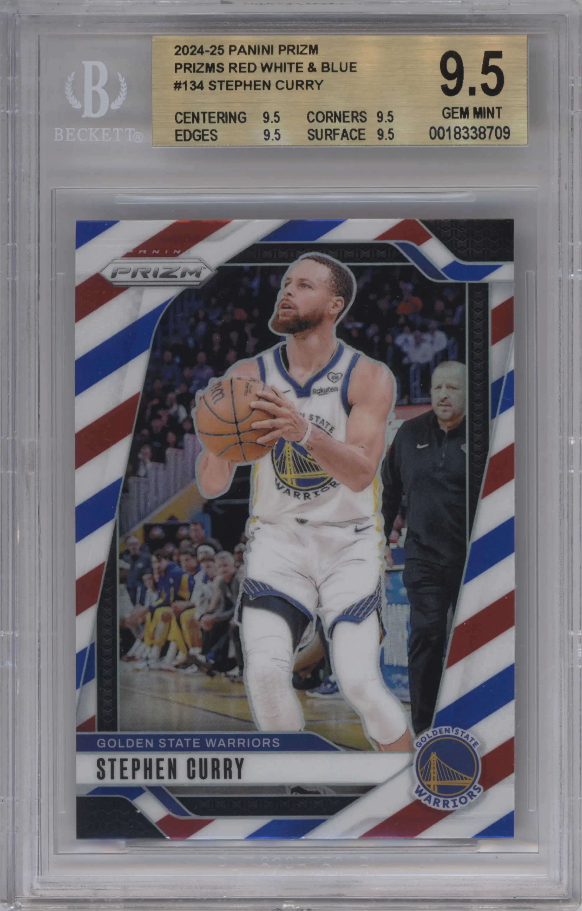 2024 Panini Prizm Stephen Curry Red/White/Blue #134 BGS 9.5