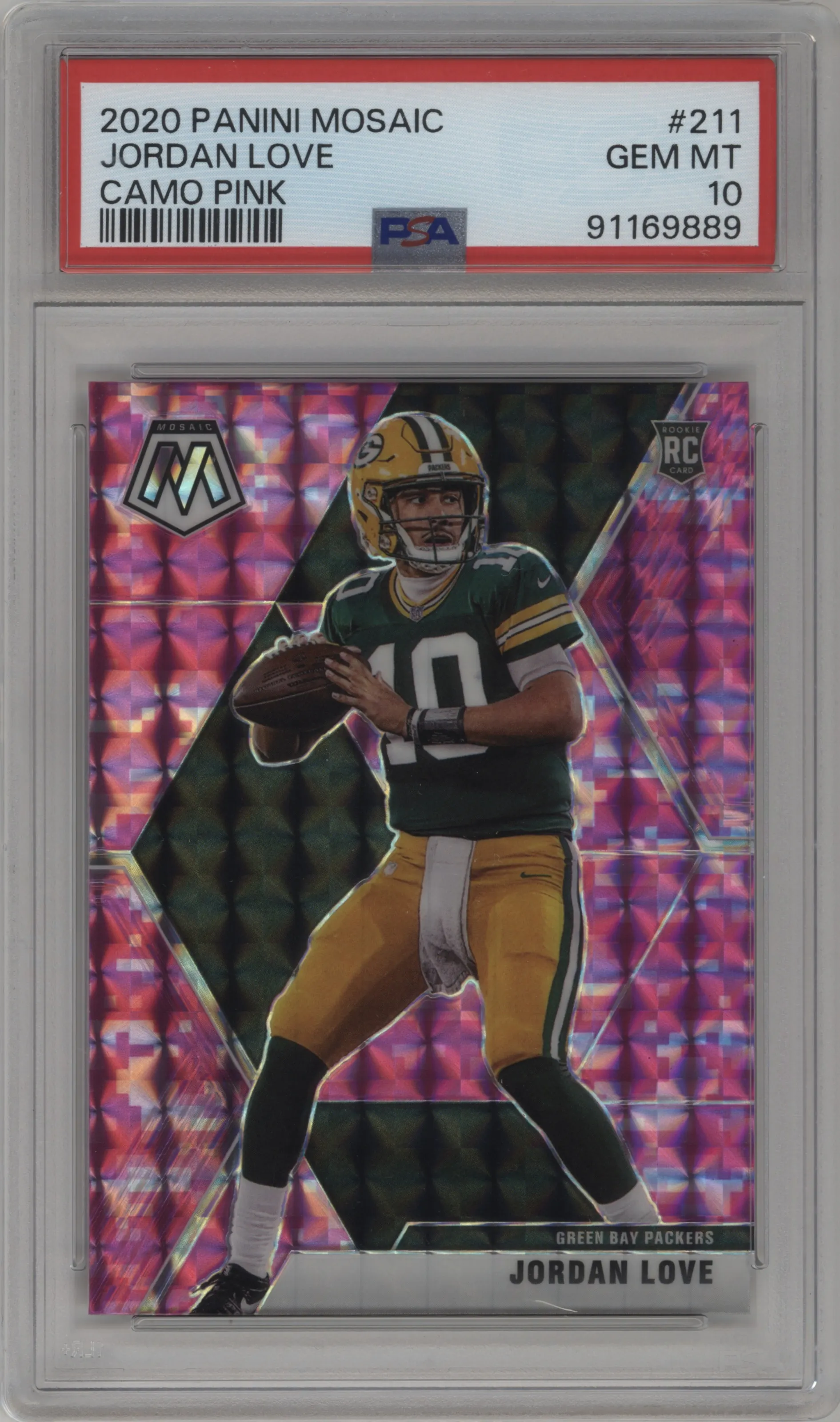 2020 Panini Mosaic Jordan Love Pink Camo PSA 10