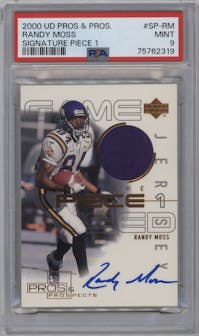 Randy Moss from the 2000 Upper Deck Pros & Prospects set graded by PSA and given an overall grade of 9.