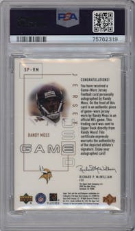 Randy Moss from the 2000 Upper Deck Pros & Prospects set graded by PSA and given an overall grade of 9.