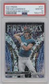 Trevor Lawrence from the 2021 Panini Prizm set featuring a No Huddle parallel graded by PSA and given an overall grade of 10.