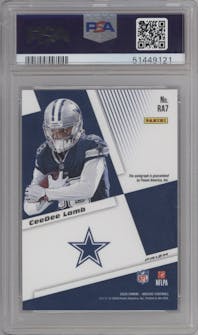 CeeDee Lamb from the 2020 Panini Mosaic set graded by PSA and given an overall grade of 9.