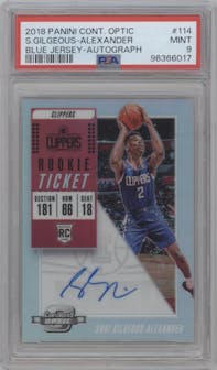 Shai Gilgeous-Alexander from the 2018-19 Panini Contenders Optic set graded by PSA and given an overall grade of 9.