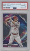 Mike Trout from the 2022 Topps Cosmic Chrome set graded by PSA and given an overall grade of 10.