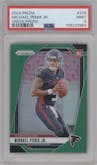Michael Penix Jr. from the 2024 Panini Prizm set featuring a Green Prizm parallel graded by PSA and given an overall grade of 9.