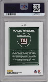 Malik Nabers from the 2024 Donruss Optic set graded by PSA and given an overall grade of 10.