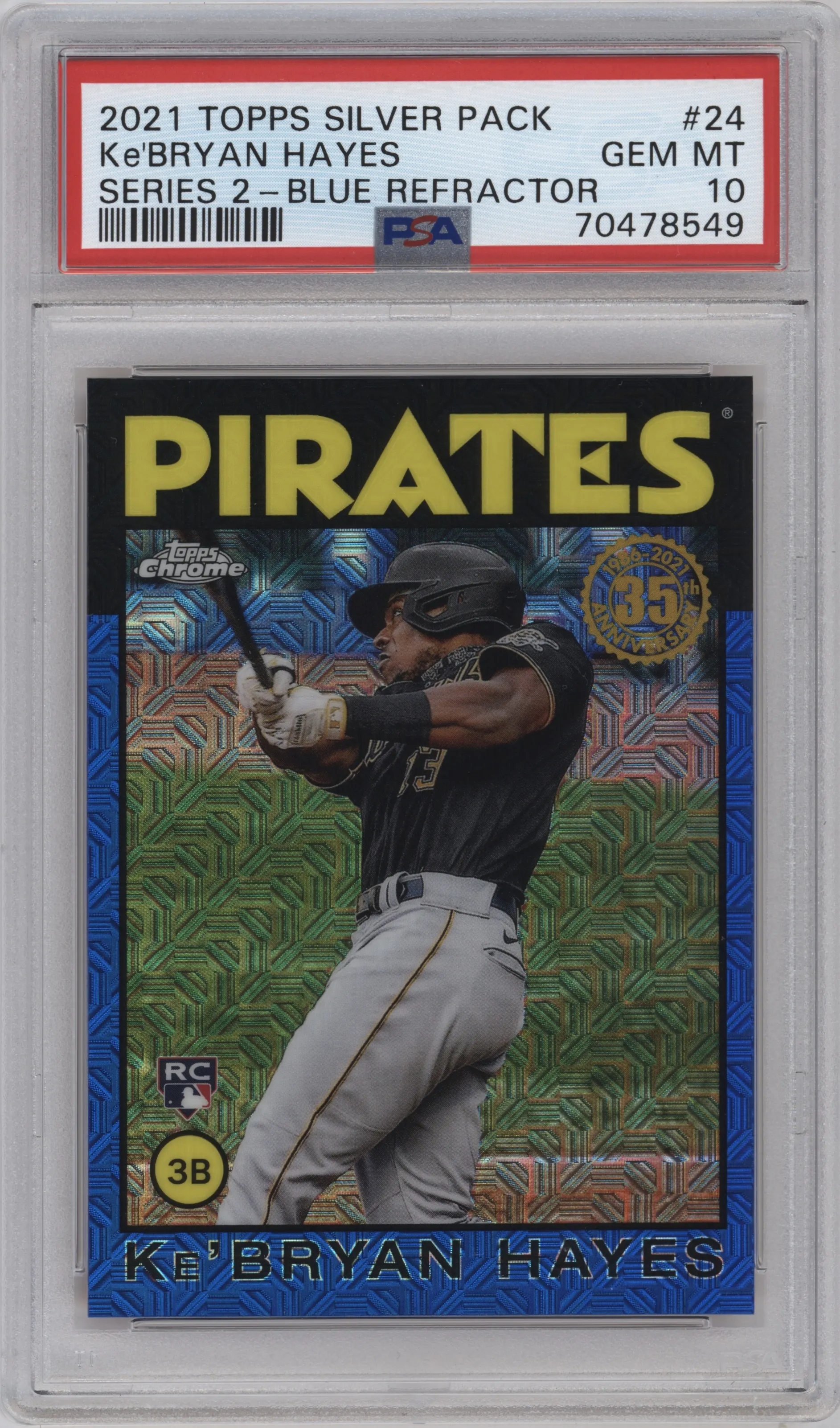 2021 Topps Silver Pack 1986 Topps Ke'Bryan Hayes Blue Refractor #86TC-24 PSA 10