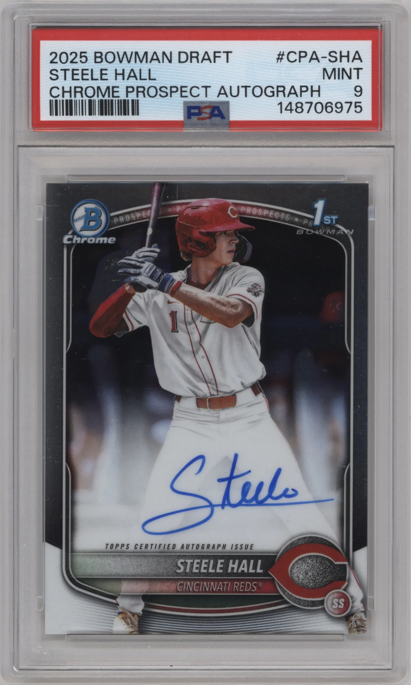 2025 Bowman Draft Chr.Pros.Auto Steele Hall #CPA-SHA PSA 9
