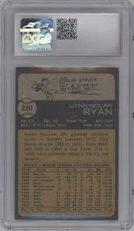Nolan Ryan from the 1973 Topps set graded by CSG and given an overall grade of 5.5.