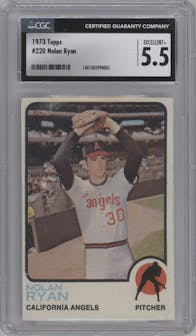 Nolan Ryan from the 1973 Topps set graded by CSG and given an overall grade of 5.5.