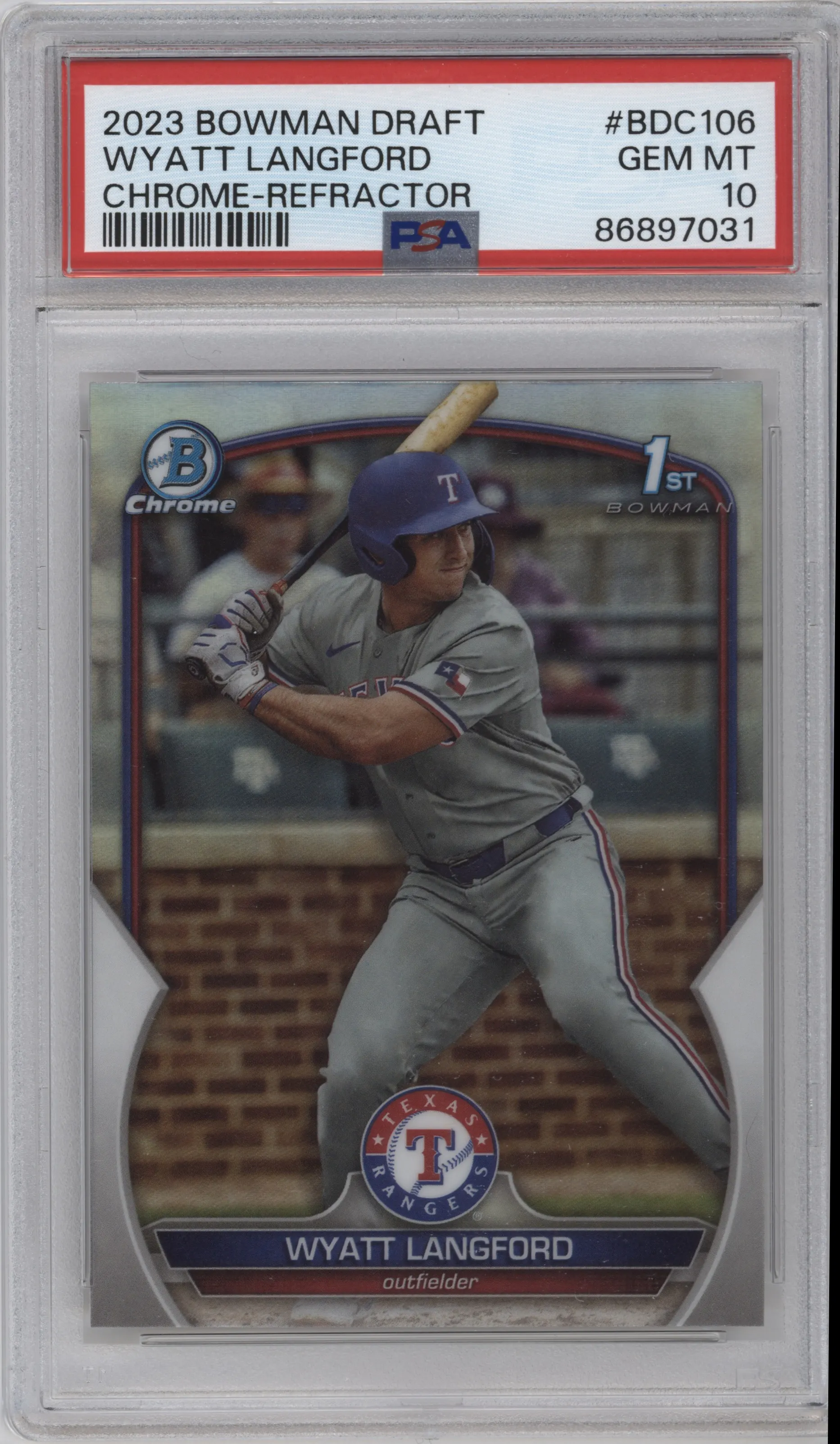 2023 Bowman Draft Chrome Wyatt Langford Refractor PSA 10