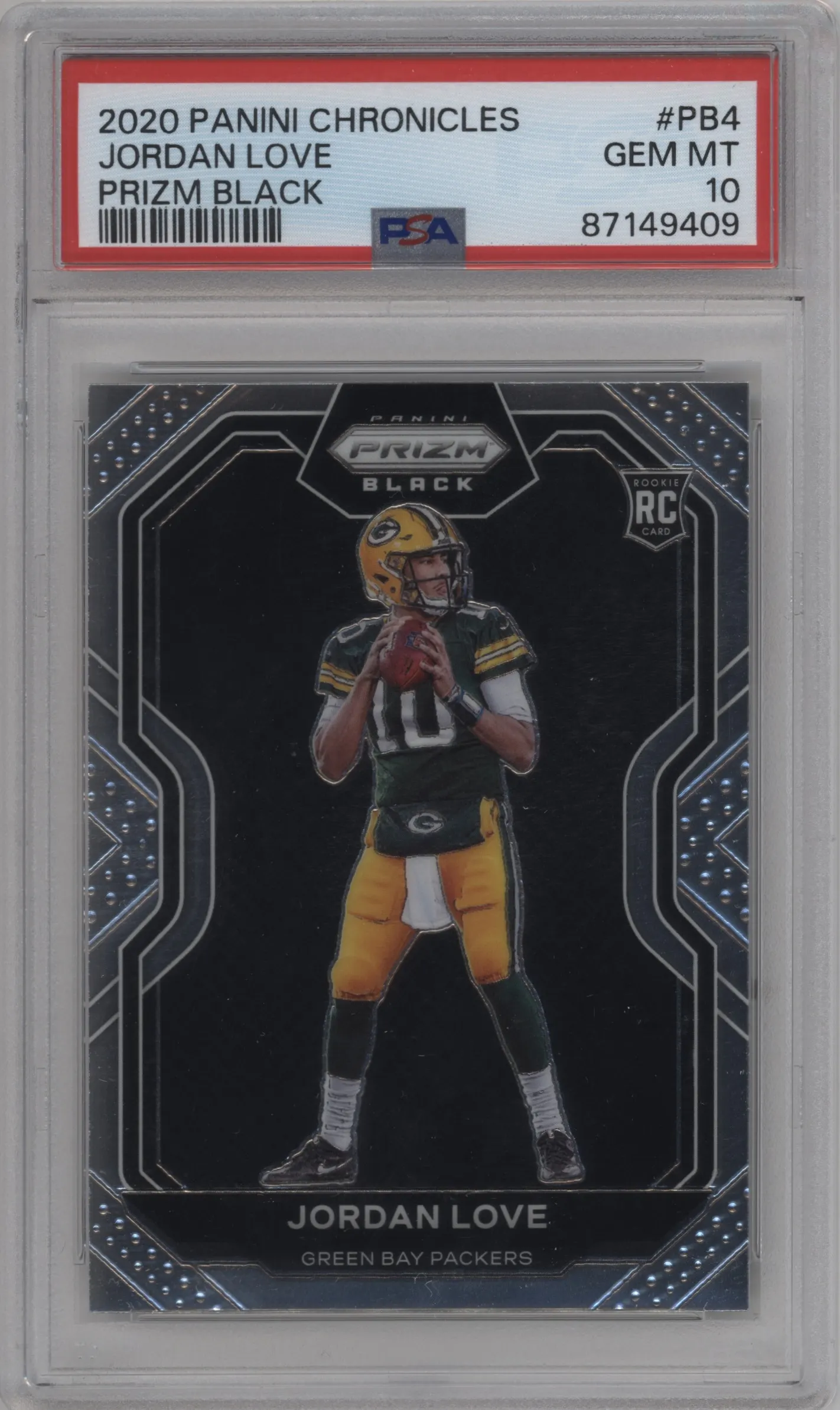 2020 Panini Chronicles Prizm Black Jordan Love PSA 10